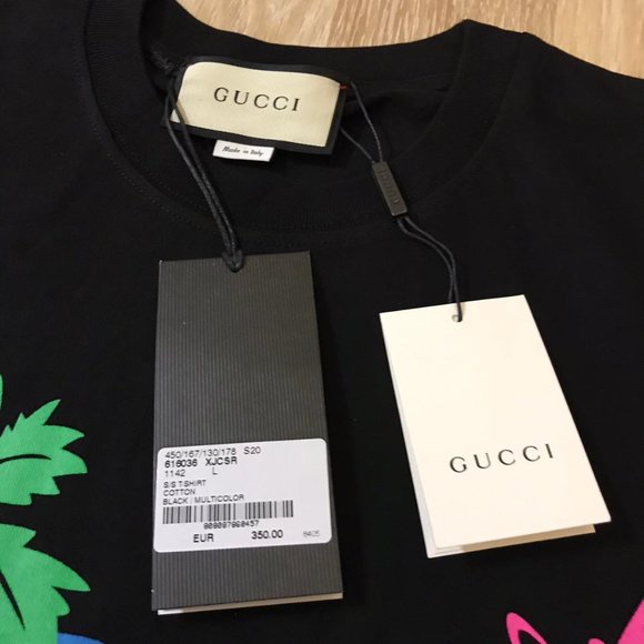 Gucci Black Hawaii T-shirt New FW20 - Picture 5 of 7